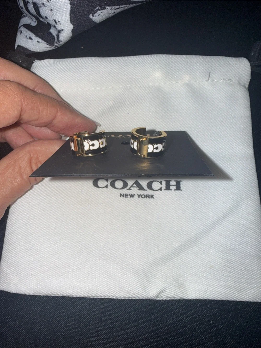 COACH Gold-Tone Signature Small Hoop Earrings - Picture 3 of 6